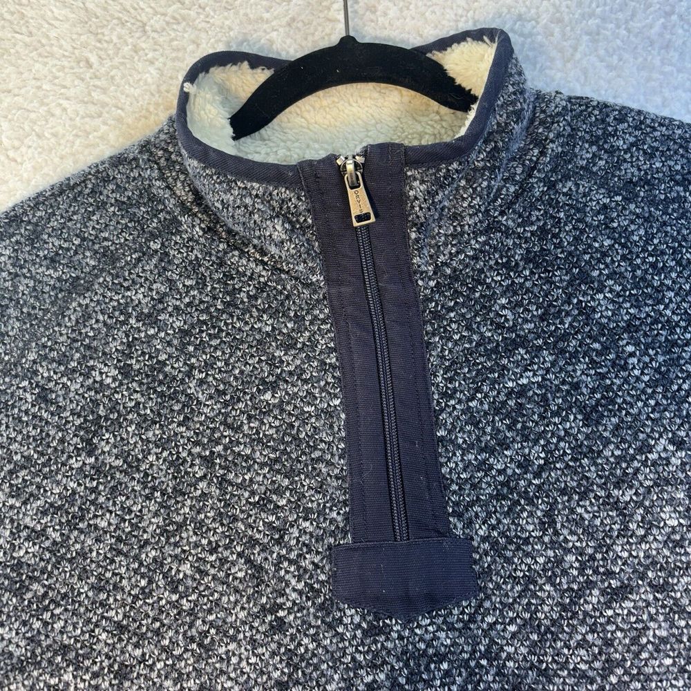 Orvis Mens Blue Sherpa Lined Quarter Zip Pullover‎ Sweater Size Large Hiking